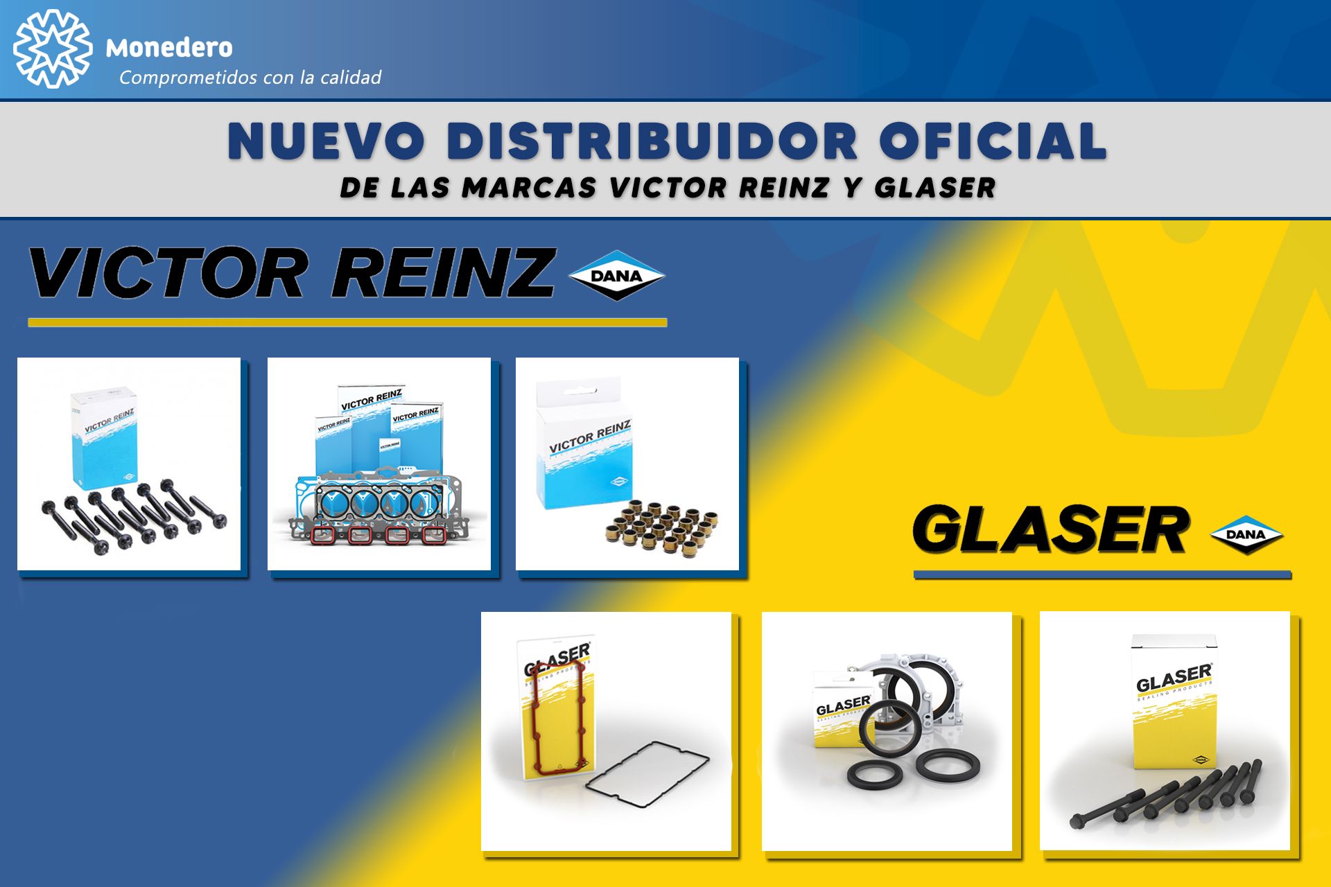 Monedero es distribuidor oficial de Victor Reinz y Glaser