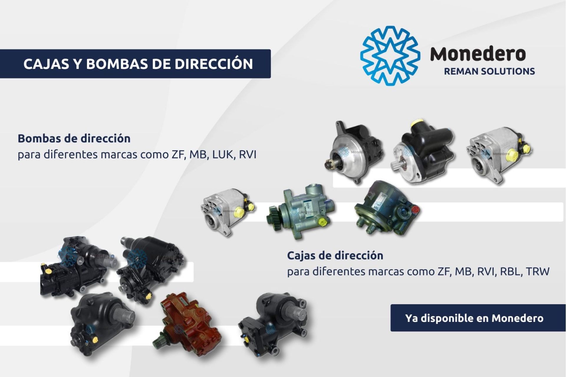 bombas y cajas de dirección reconstruidas
