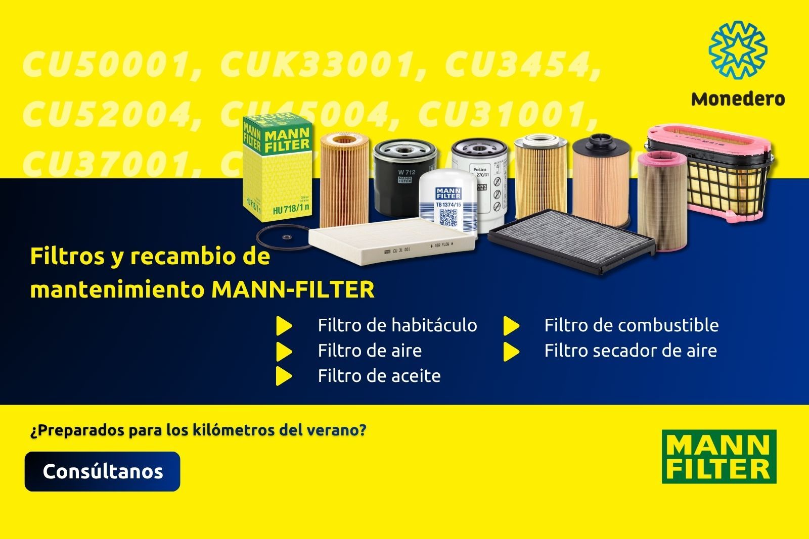 Filtros y recambio de mantenimiento Mann Filter
