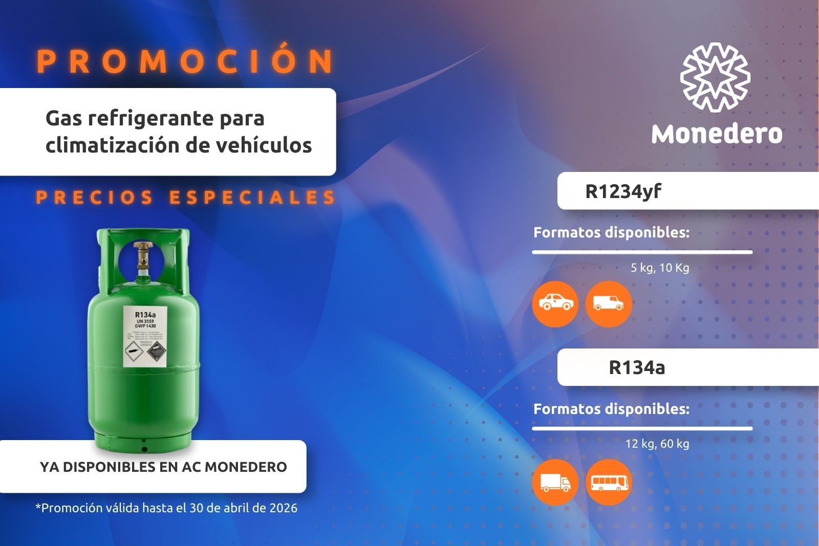 Gas refrigerante en promoción