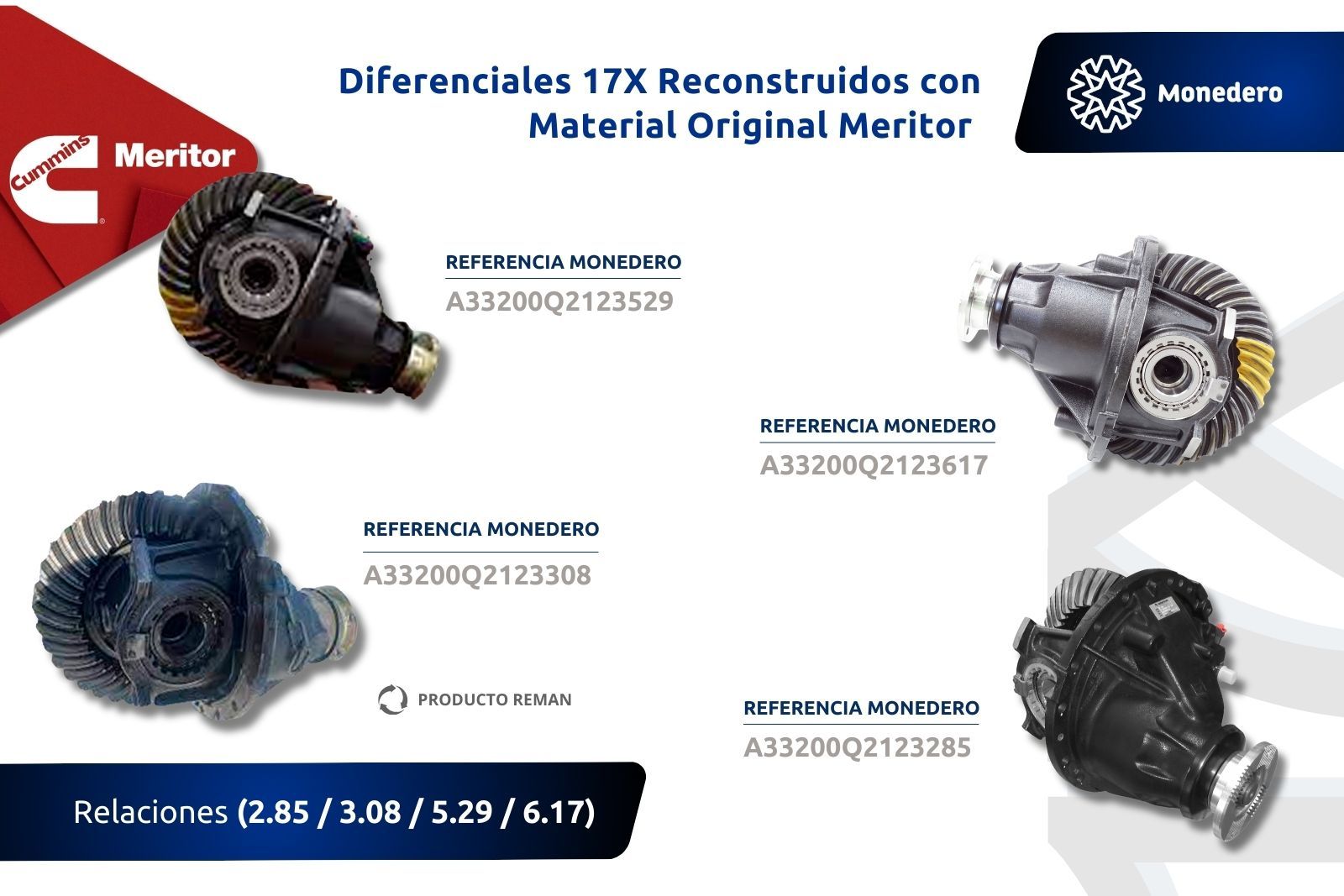 Diferenciales 17X Reconstruidos con Material Original Meritor